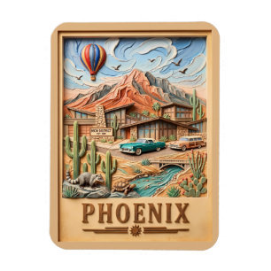 Phoenix Arizona Roadtrip Vintage Reise Texturiert Magnet