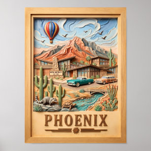 Phoenix Arizona Roadtrip Vintage Reise Texturiert Poster