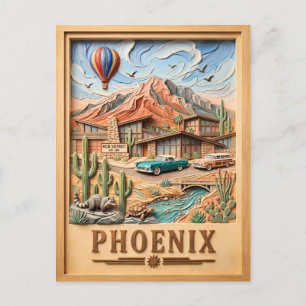 Phoenix Arizona Roadtrip Vintage Reise Texturiert Postkarte