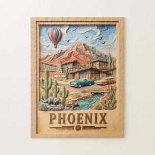 Phoenix Arizona Roadtrip Vintage Reise Texturiert Puzzle