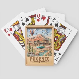 Phoenix Arizona Roadtrip Vintage Reise Texturiert Spielkarten