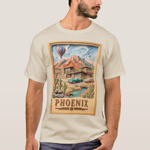 Phoenix Arizona Roadtrip Vintage Reise Texturiert T-Shirt