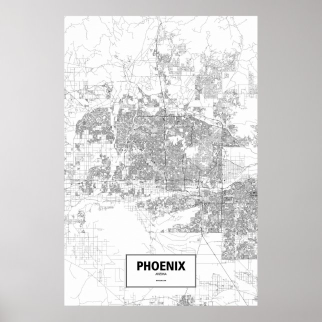 Phoenix, Arizona (schwarz auf weiß) Poster (Vorne)