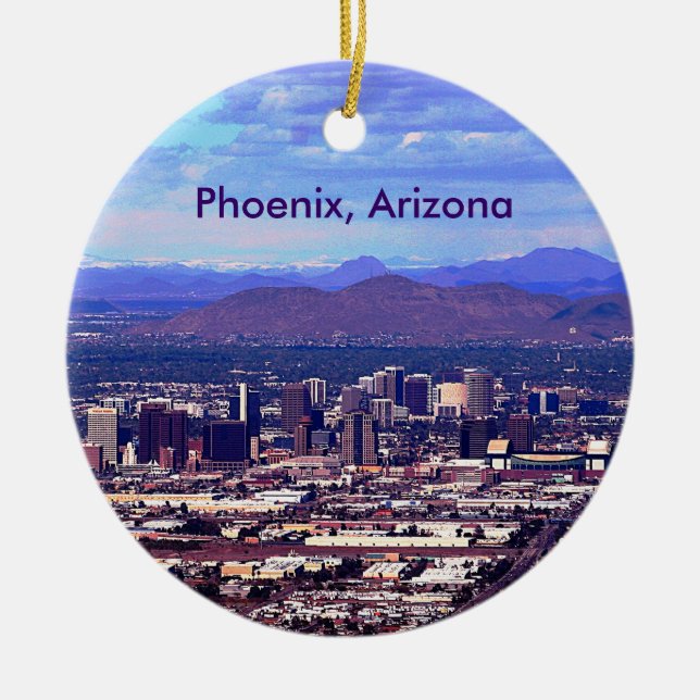 Phoenix Arizona Skyline am Tag Keramikornament (Vorne)