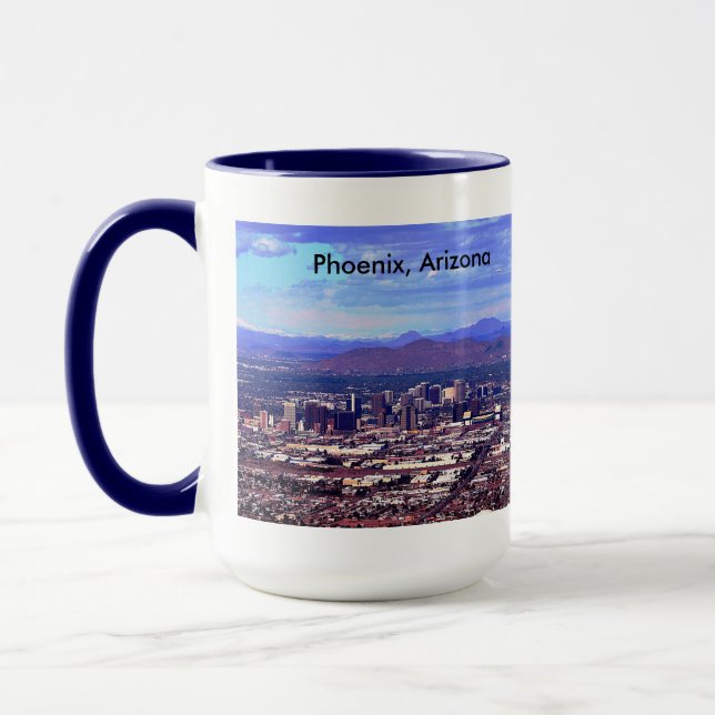 Phoenix Arizona Skyline am Tag Tasse (Links)