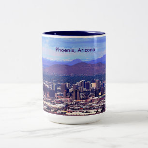 Phoenix Arizona Skyline am Tag Zweifarbige Tasse
