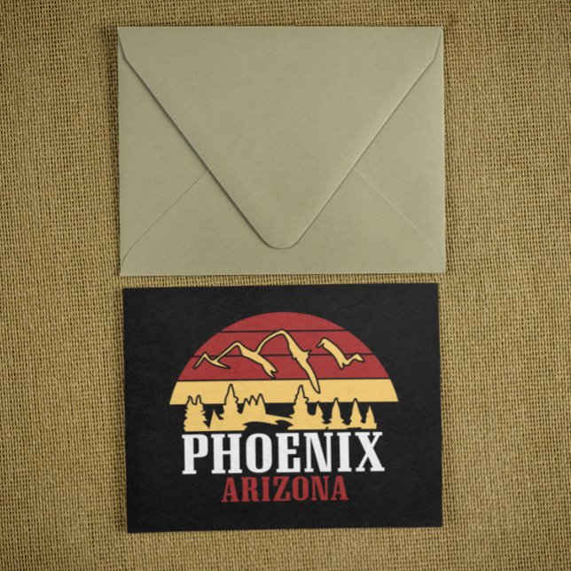 Phoenix Arizona Skyline Art Print Retro Sunset Postkarte (Phoenix Arizona Skyline Art Print Retro Sunset Postcard)