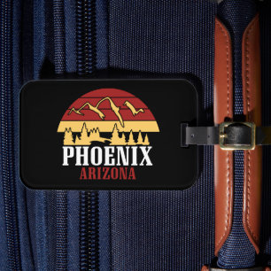 Phoenix Arizona Skyline Kunstprint Retro Sonnenunt Gepäckanhänger