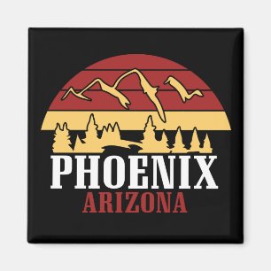 Phoenix Arizona Skyline Kunstprint Retro Sonnenunt Magnet
