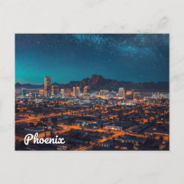 Phoenix Arizona Skyline Nachthimmel Postkarte