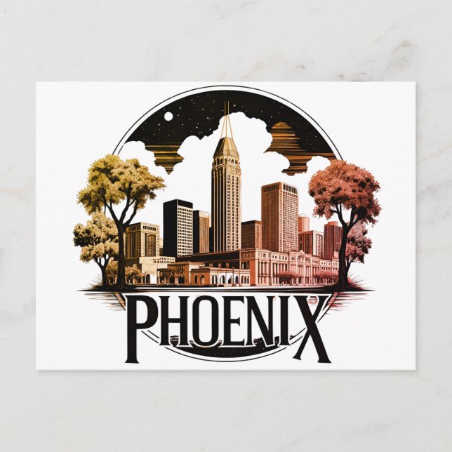 Phoenix Arizona Skyline Postkarte (Vorderseite)