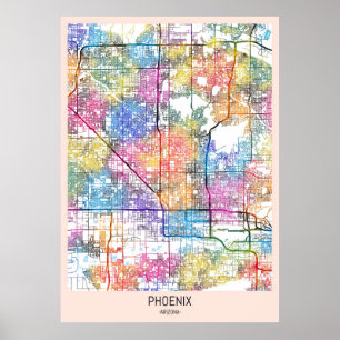 Phoenix Arizona Stadtkarte Poster