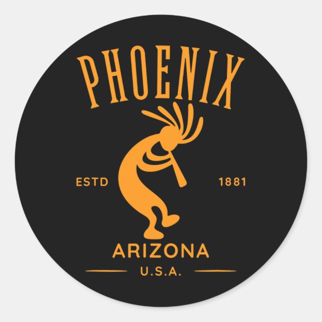 Phoenix Arizona Tancing Kokopelli Design Runder Aufkleber (Vorderseite)
