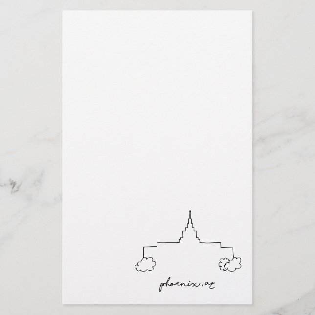 Phoenix arizona Tempel einfache moderne Skizze Briefpapier (Vorderseite)