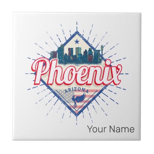 Phoenix Arizona United Staaten Skyline Vintag USA Fliese (Vorderseite)