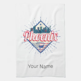 Phoenix Arizona United Staaten Skyline Vintag USA Geschirrtuch