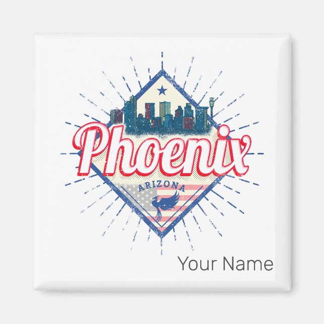 Phoenix Arizona United Staaten Skyline Vintag USA Magnet (Vorne)