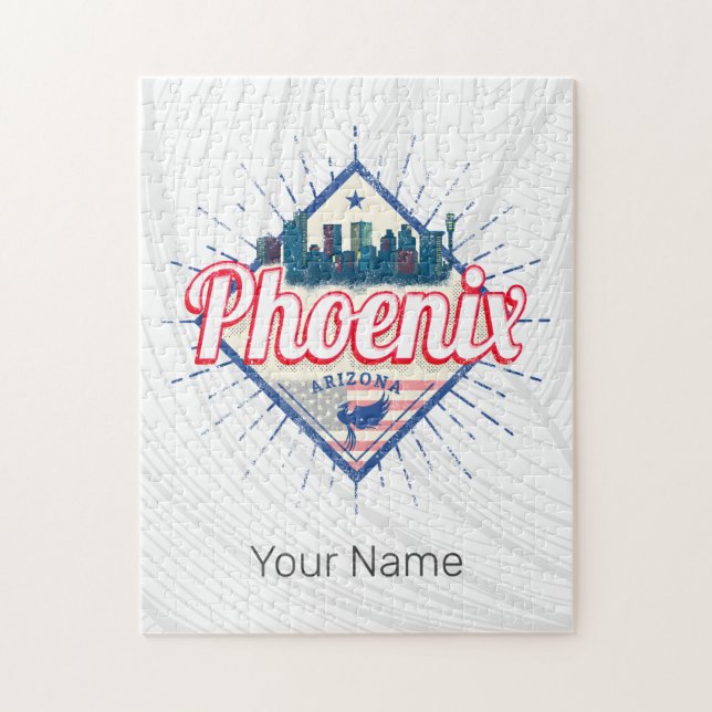 Phoenix Arizona United Staaten Skyline Vintag USA Puzzle (Vertikal)