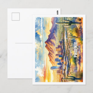 Phoenix Arizona USA Berühmter Ort Aquarell Postkarte