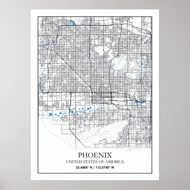 Phoenix Arizona USA Travel City Map Poster (Vorne)