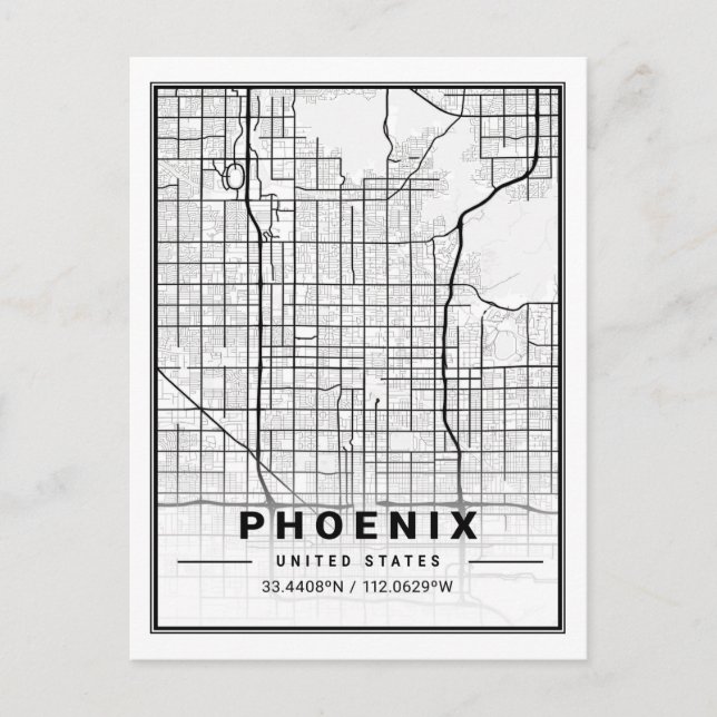 Phoenix Arizona USA Travel City Map Postkarte (Vorderseite)