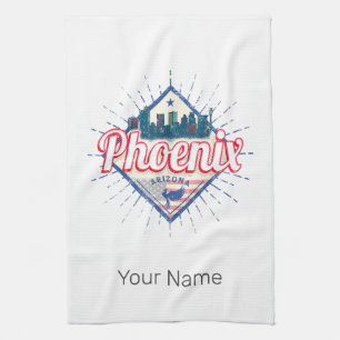 Phoenix Arizona Vereinigte Staaten Skyline Vintage Geschirrtuch