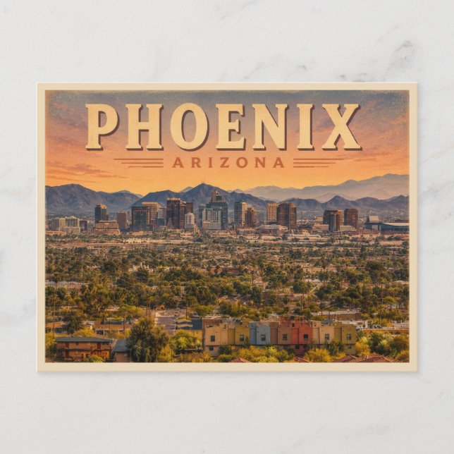 Phoenix Arizona Vintage Reise Postkarte (Vorderseite)