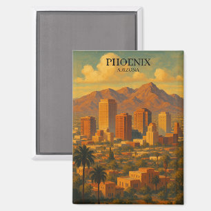 Phoenix Arizona Vintage Reise – Wüstenhimmel Magnet