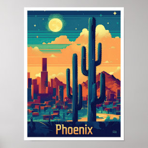 Phoenix Arizona Vintage-Reiseillustration Poster