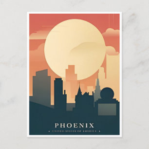 Phoenix Arizona Vintage Travel city cactus Postkarte
