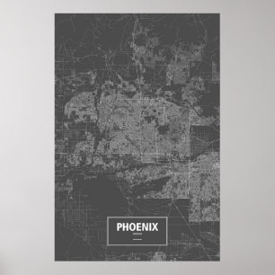 Phoenix, Arizona (weiß auf schwarz) Poster
