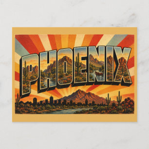 Phoenix Arizona Wüstenberg Kaktus Kunst Postkarte