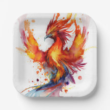 Phoenix Aufstieg aus der Flamme Fantasy Watercolor
