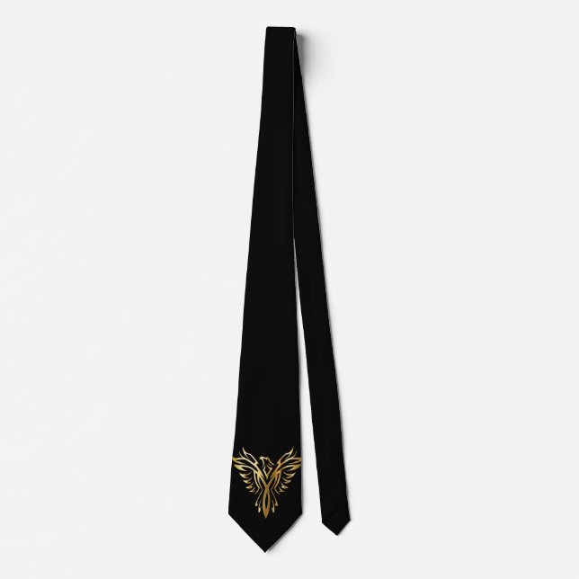 Phoenix aufstrebendes Black & Gold Elegant Krawatte (Vorderseite)