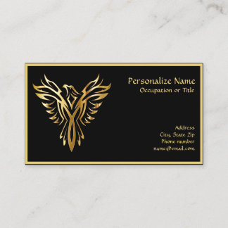 Phoenix aufstrebendes Black & Gold Elegant Visitenkarte