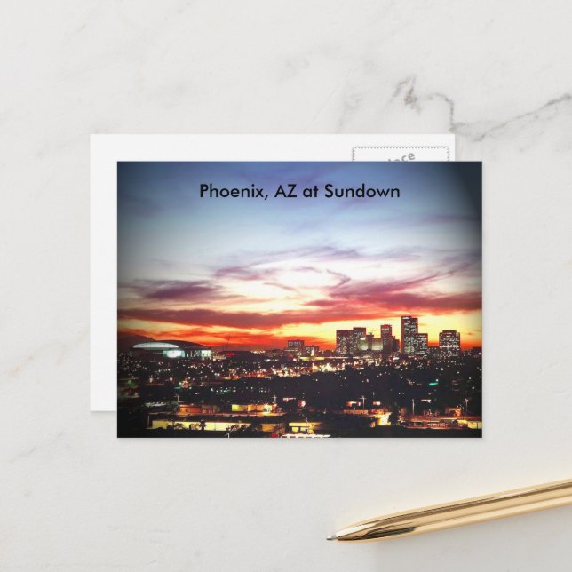 Phoenix, AZ an Sundown Postkarte (Vorderseite/Rückseite Beispiel)