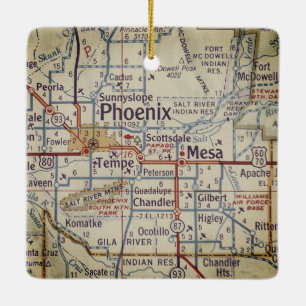 Phoenix AZ Vintage Karte Keramikornament