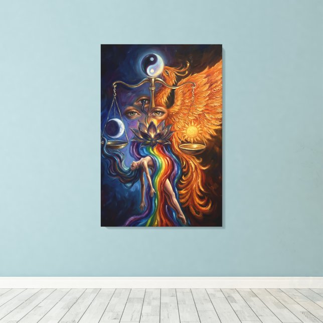 Phoenix Balance Spiritual Canvas Art Leinwanddruck (Insitu (Holzboden))