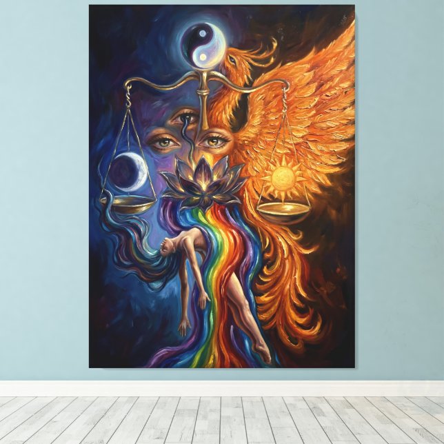 Phoenix Balance Spiritual Canvas Art Leinwanddruck (Insitu (Holzboden))