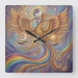 Phoenix Balance Spiritual Wall Tapestry Quadratische Wanduhr