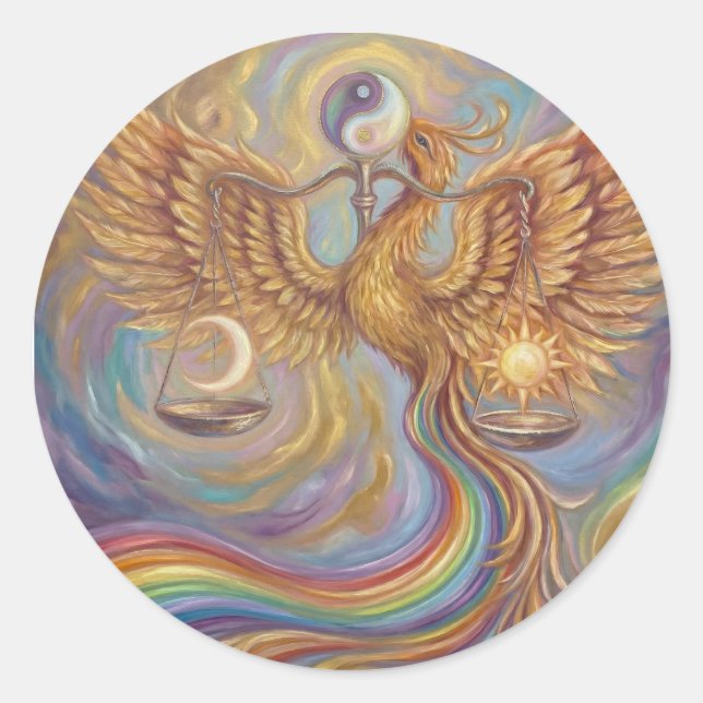 Phoenix Balance Yin Yang Sticker (Vorderseite)
