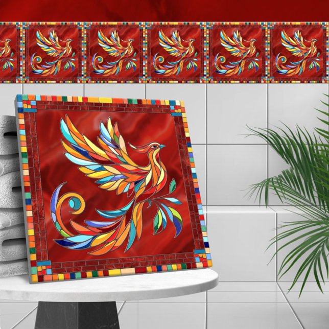 Phoenix Bird - farbenfrohe Mosaikkunst Fliese (Von Creator hochgeladen)