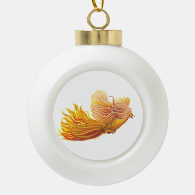 Phoenix Bird Flight Keramik Kugel-Ornament (Vorderseite)