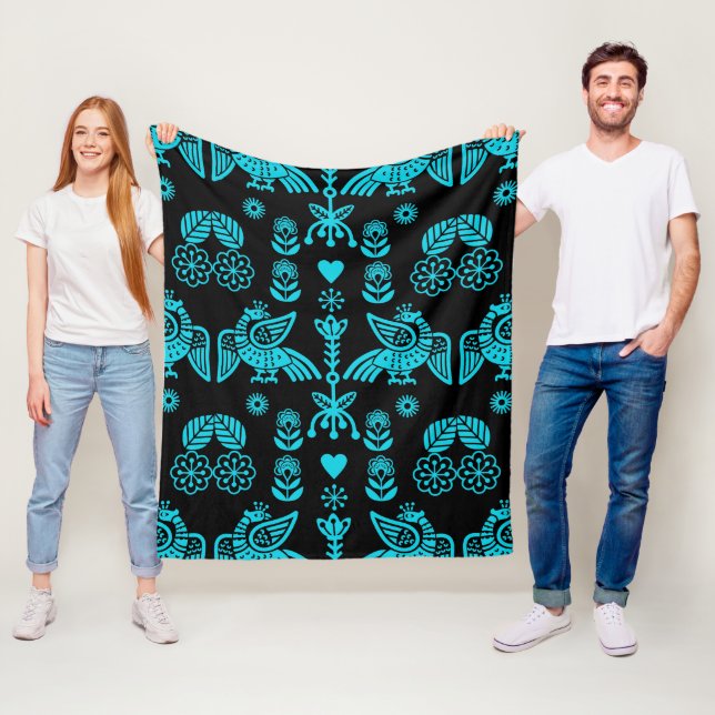 Phoenix Bird Folk Art Print Fleecedecke (Beispiel)