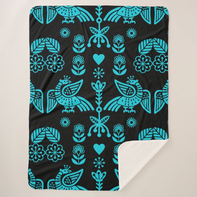 Phoenix Bird Folk Art Print Sherpadecke (Vorderseite)