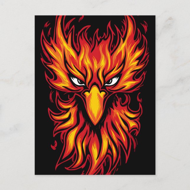 Phoenix Bird mit fiery Flammen Grafik Design Postkarte (Vorderseite)