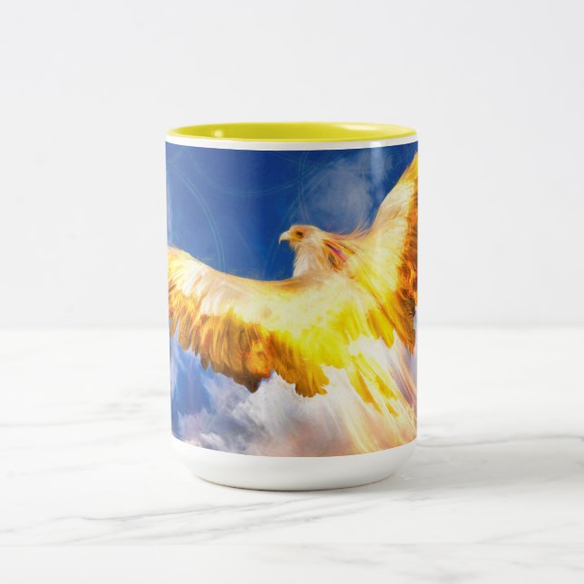 Phoenix Bird "STEIGEN ÜBER IHREN TROUBLES" Zweifarbige Tasse (Mittel)