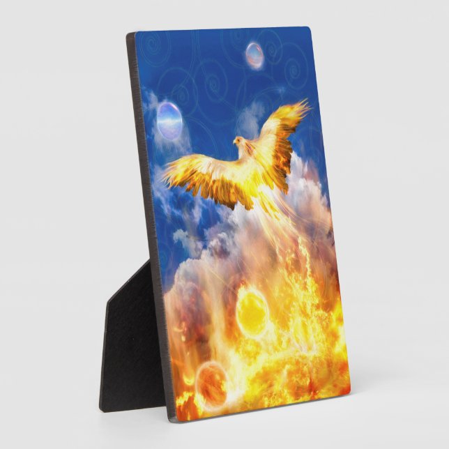 Phoenix Bird STEIGT ÜBER IHREN TROUBLES Fotoplatte (Seite)