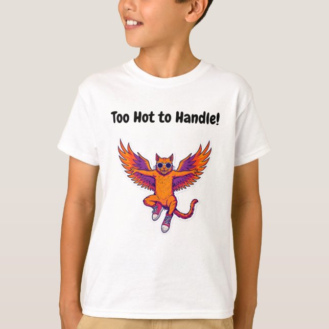 Phoenix Cat Kids T-Shirt – Magisches Feuerkätzchen (Vorderseite)
