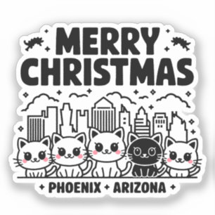 Phoenix City Arizona Frohe Weihnachtskatzen USA Aufkleber